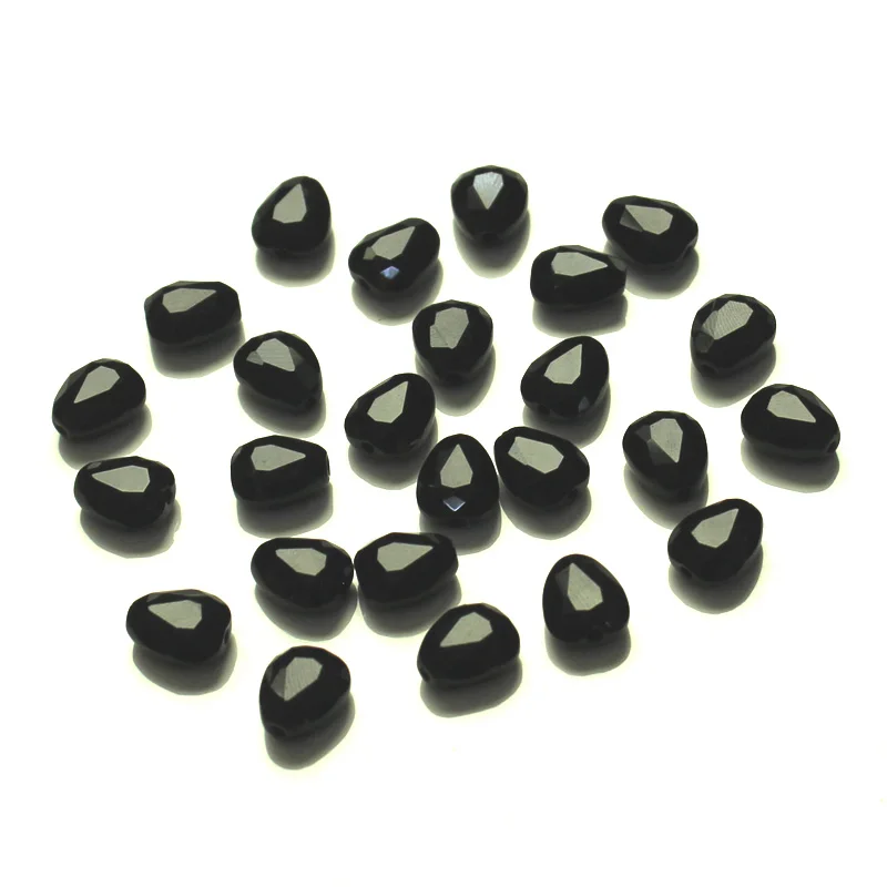 black jet StreBelle AAA модный очаровательный цвет прозрачный кристалл в виде капли бусины 10x8 мм плоское сердце стеклянные бусины, украшения Аксессуары 100 шт - Цвет: black jet