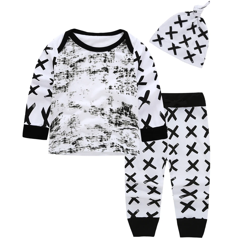 2020 Baby Boys Clothing set 3pcs Outfits Newborn Toddler Infant Kids girl Clothes Cotton T-shirt Tops Pants Hat costume | Детская одежда
