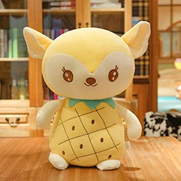 Pineapple deer Животные фрукты плюшевая игрушка плюшевый олень Кот в желтом цвете ананас розовый клубника креативная Мягкое Животное Plushie 23/30/40/50 см - Цвет: Pineapple deer