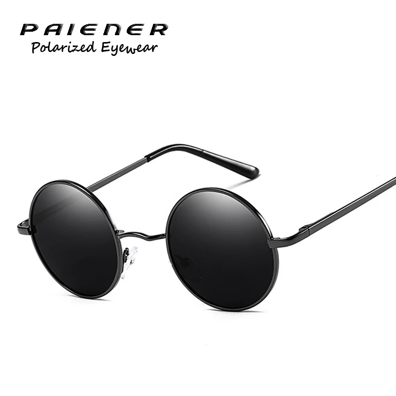 Очки солнцезащитные женские круглые поляризационные в металлической оправе с