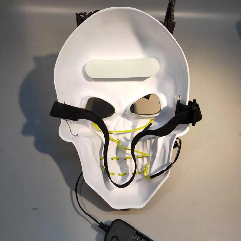 white ghost head glowing mask Horror Ghost Head Luminous Fluorescent Mask for Costume Party Cosplay Halloween Parties#4O