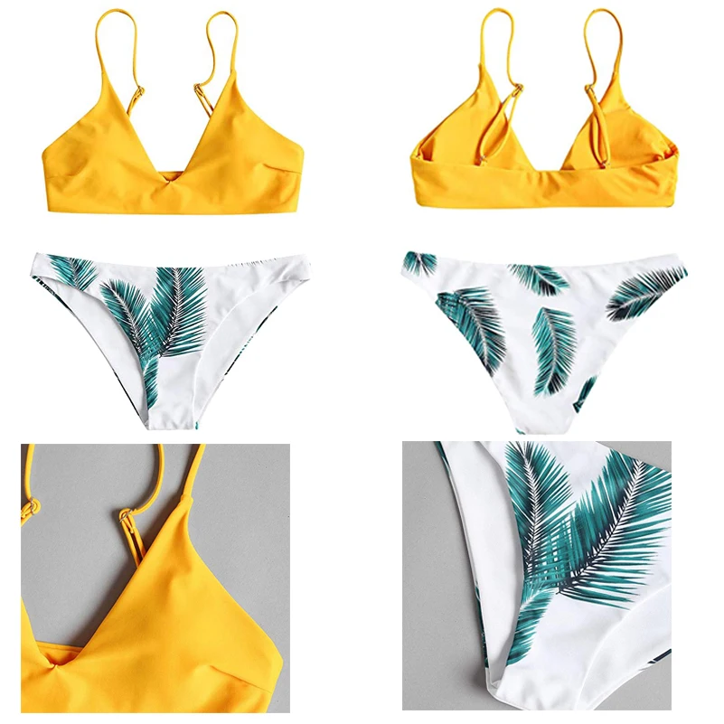 Сексуальный бикини с листьями, женский купальник, с высокой талией, летний пляжный купальник, пуш-ап, купальник, бикини, талия, купальник