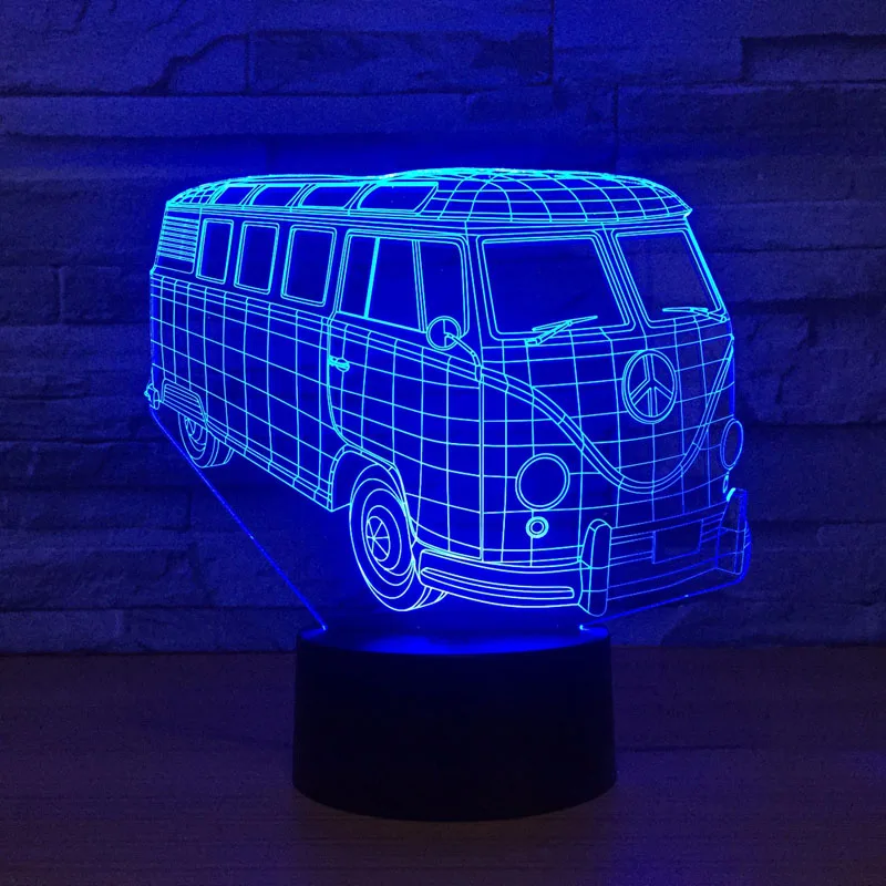 3D ночник для школьного автобуса BOCHSBC светильник лампа 7 цветов изменяемая