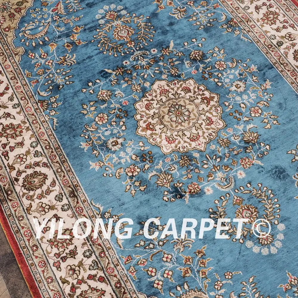 YILONG 3 5 &quotx 5&quot Античный Восточный светло голубой ковер изысканный ручной Узелок