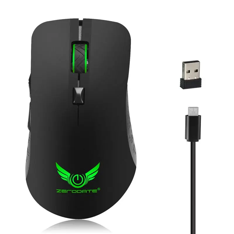 Black ZERODATE X90 USB 2,4 ГГц Беспроводная мышь красочная дышащая подсветка 2400 dpi оптическая компьютерная мышь геймер для ПК ноутбука - Цвет: Black