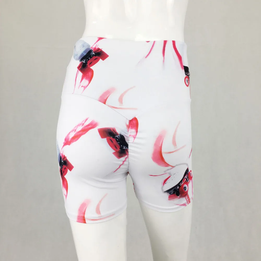 Женские шорты для йоги с цифровой печатью высокой талией быстросохнущие фитнеса