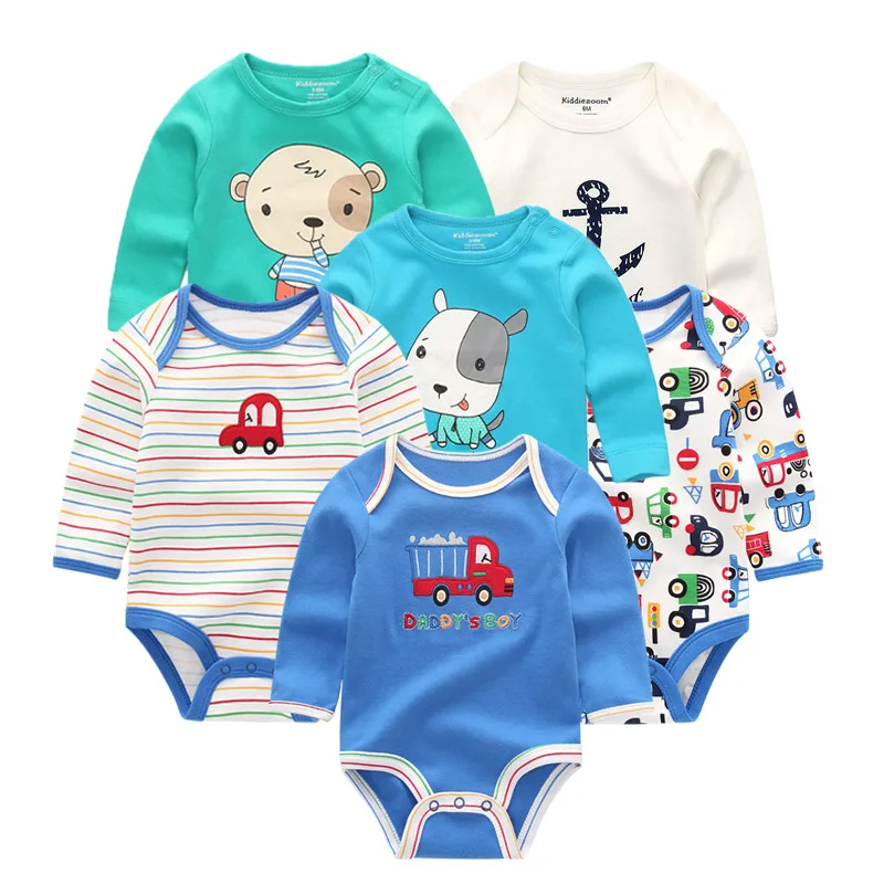 6 шт./партия, зимнее боди с длинными рукавами для новорожденных, roupa de bebe, одежда для маленьких мальчиков и девочек - Цвет: BDL6014