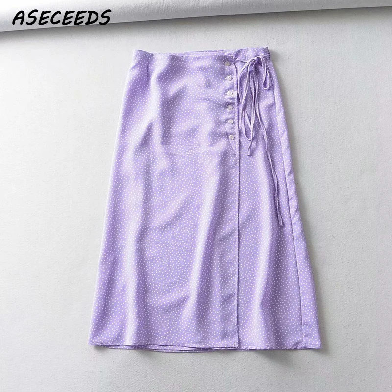 

Summer vintage boho kawaii polka dot skirts womens streetwear high waist skirt midi asymmetrical elegant a line wrap skirt
