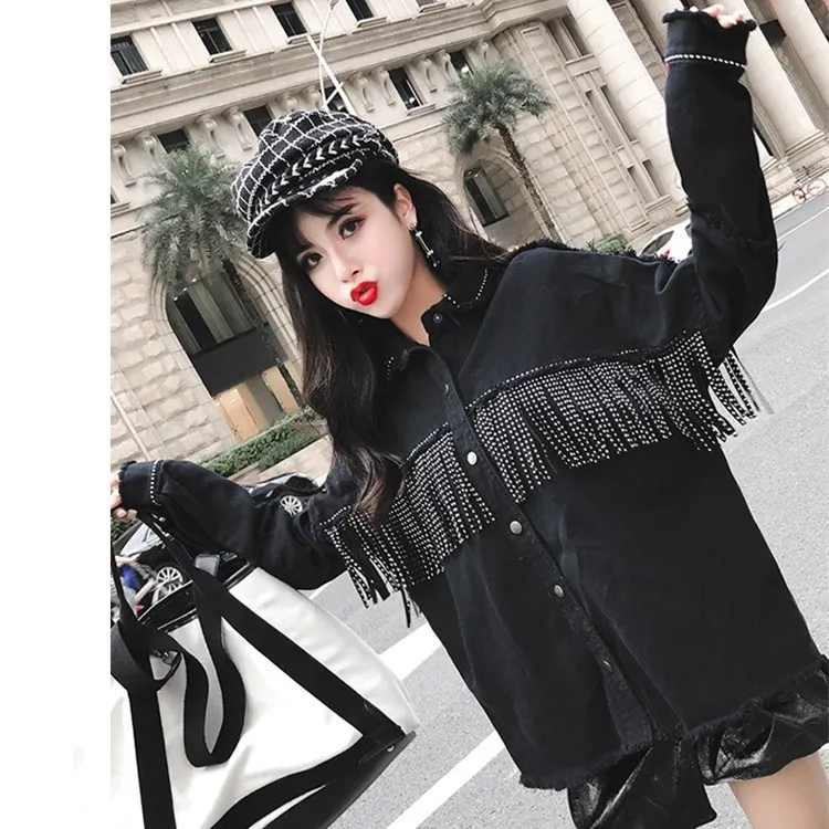 2018 Новая модная женская Повседневная Верхняя одежда с блестками и кисточками