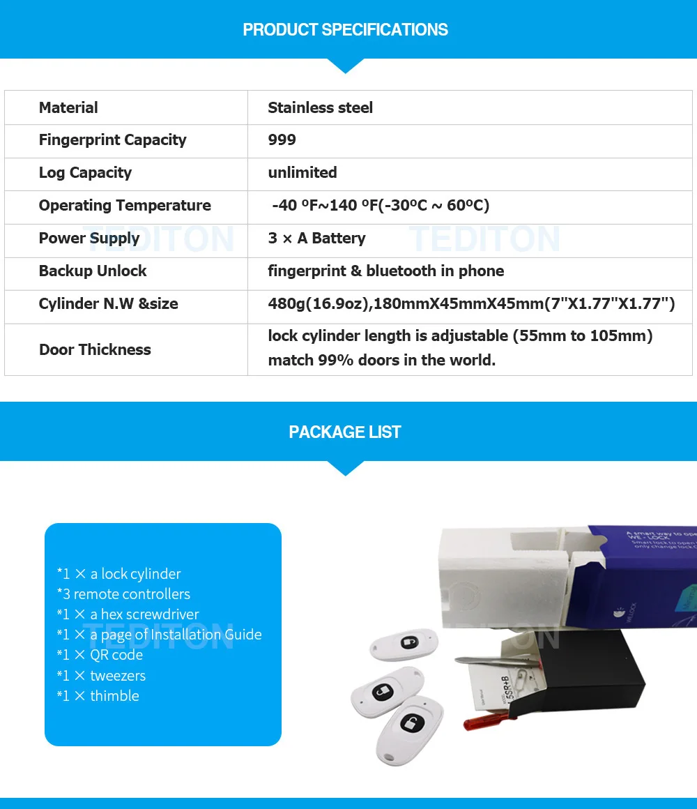 L5SR-Plus WELOCK Bluetooth APP умный замок электронный цилиндр открытый водонепроницаемый без ключа биометрический сканер отпечатков пальцев Дверной замок