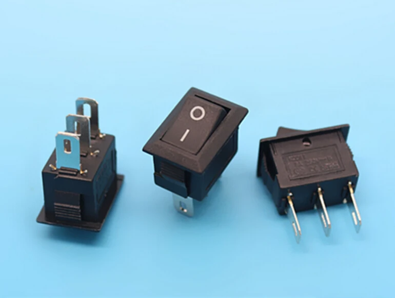 

100pcs/lot 3 Pin 6A 250V Black Button Rocker Switch On - On Import Rocker Power Switches 10*15mm