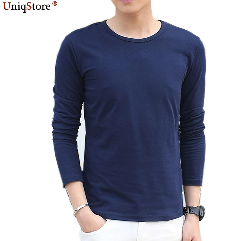 Uniqstore 2018 Новый Для Мужчин Весенняя футболка с длинными рукавами и круглым вырезом