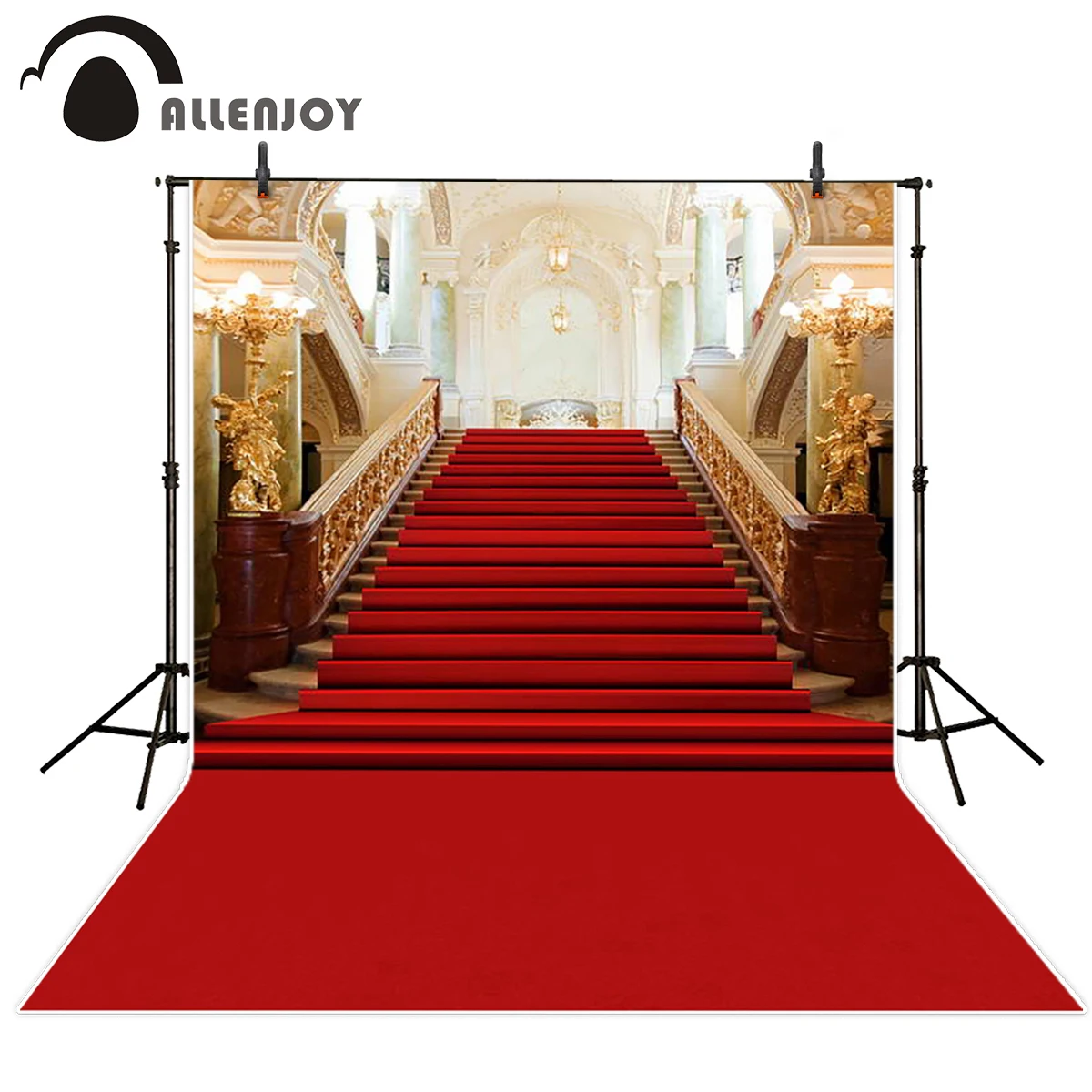 Allenjoy casamento fundo fotografia clássico castelo tapete vermelho do vintage escada profissional backdrops photobooth photo studio