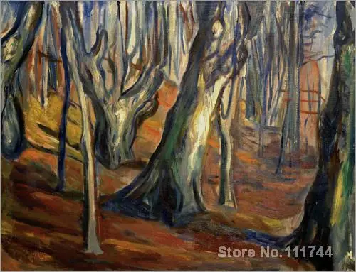 Онлайн художественная галерея осень (старые деревья Ekely) Edvard Munch Картины Ручная