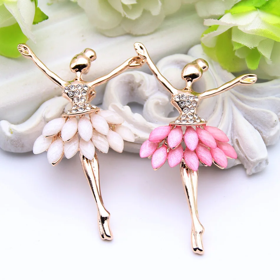 Модная женская брошь в виде танцовщицы стразы из смолы золотого цвета|brooch pins|fashion