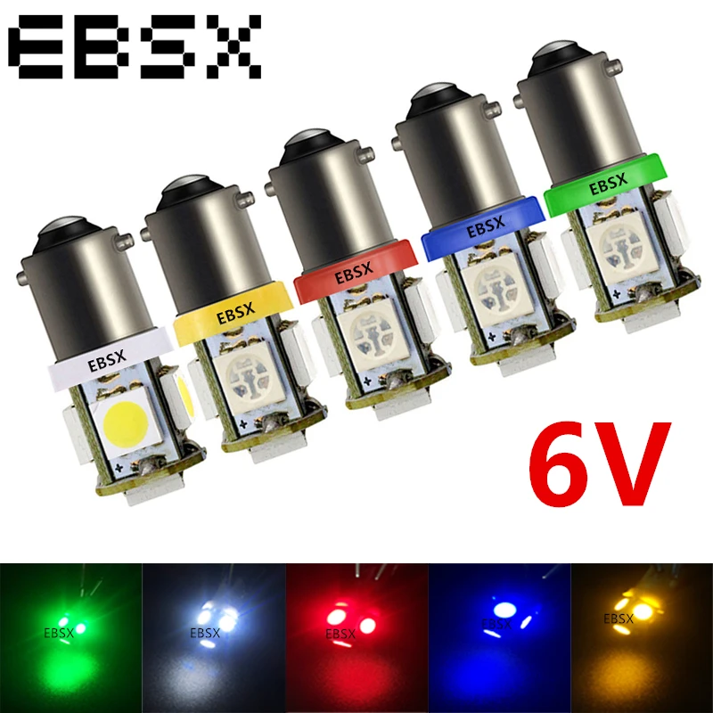 BESX 10 шт. 6 в 3 В автомобильные лампы для внутреннего освещения BA9S 5 SMD 5050