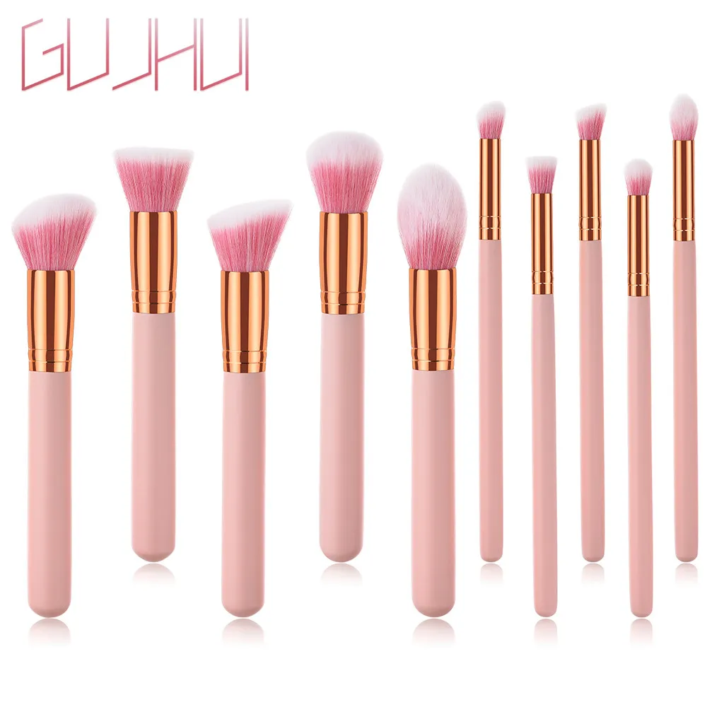 GUJHUI 10OPCS makeup brushes professional Foundation Eyebrow Eyeshadow Brush cosmetic blending pinceis de maquiagem | Красота и