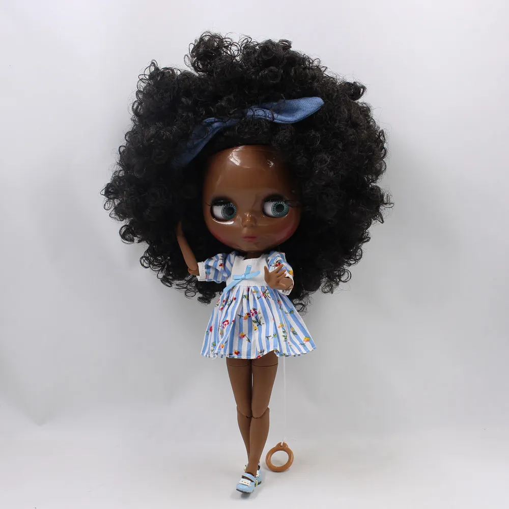 Ледяной DBS Blyth кукольные 1/6 bjd супер черный тон кожи темных оттенков черные волосы
