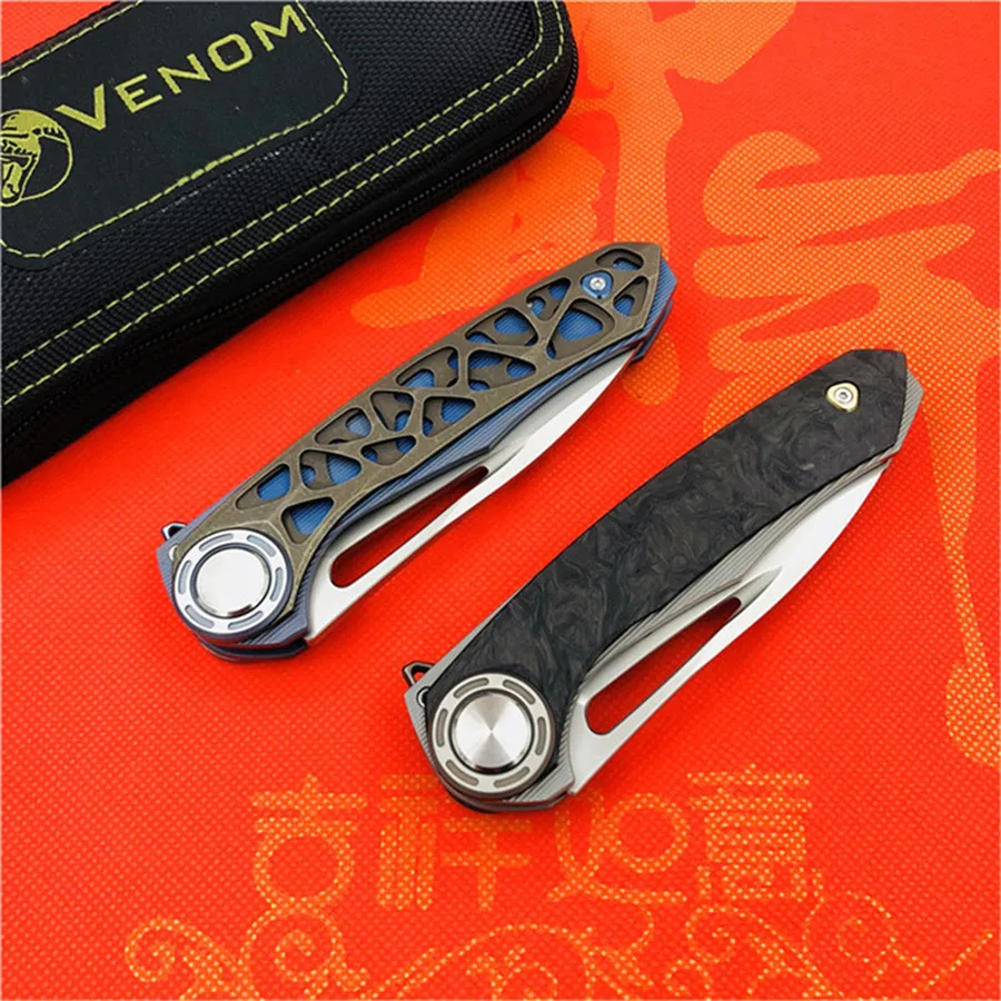Складной нож VENOM BONE DOCTOR M390 из титана CF карманный кухонный для кемпинга охоты