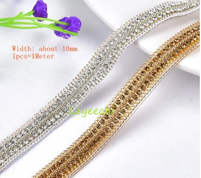 1*100 см Новый дизайн Золотая/серебряная стразы цепочка свадебное украшение для