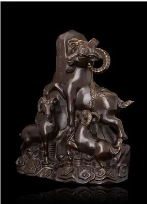 Лаки ручной работы Античная бронзовая статуэтка китайская статуя Коза продукты