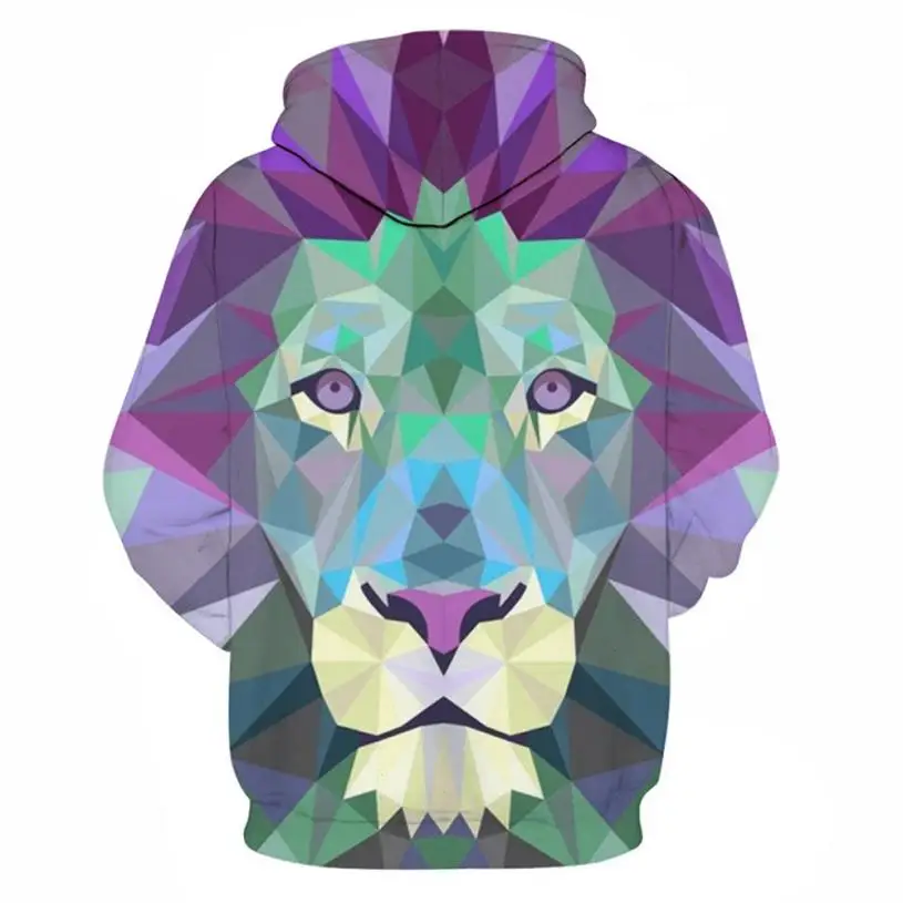 

Vogue Mens Autumn Long Sleeve Hoodies Print 3D Lion Sweatshirts Outwear Coat Pop Tops Blouse Tees Survetement Homme Purple #AA