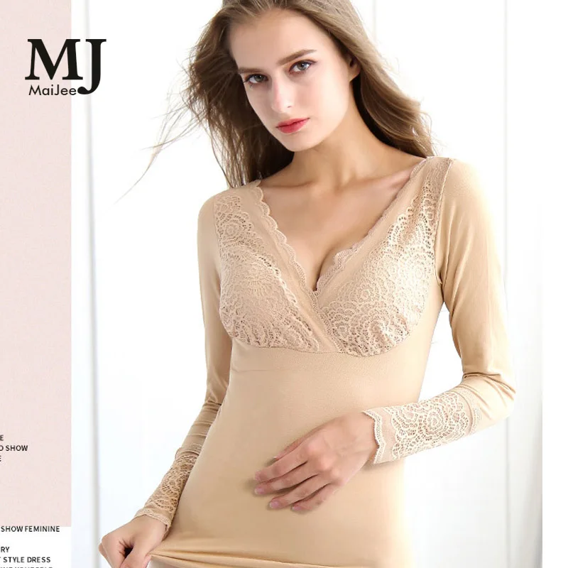 Женское кружевное нижнее белье MaiJee Camiseta Termica Ropa Lnterior Mujer Polera новинка 2019| |