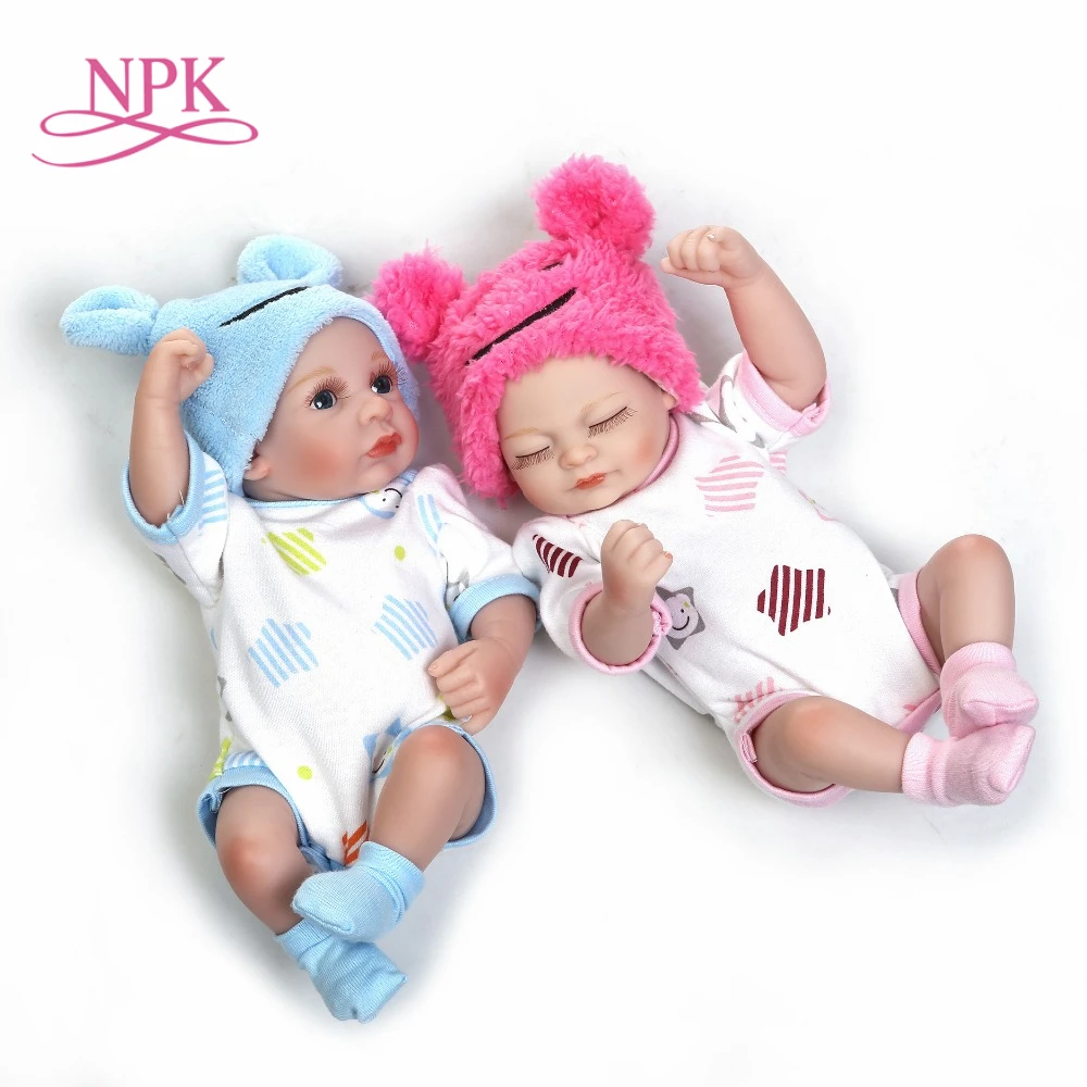 Мини кукла реборн NPK полностью силиконовая виниловая 11 дюймов|reborn dolls|twin dollsdolls