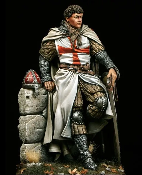 1/24 масштаб 75 мм The Crusaders Warrior неокрашенные миниатюры из смолы набор моделей