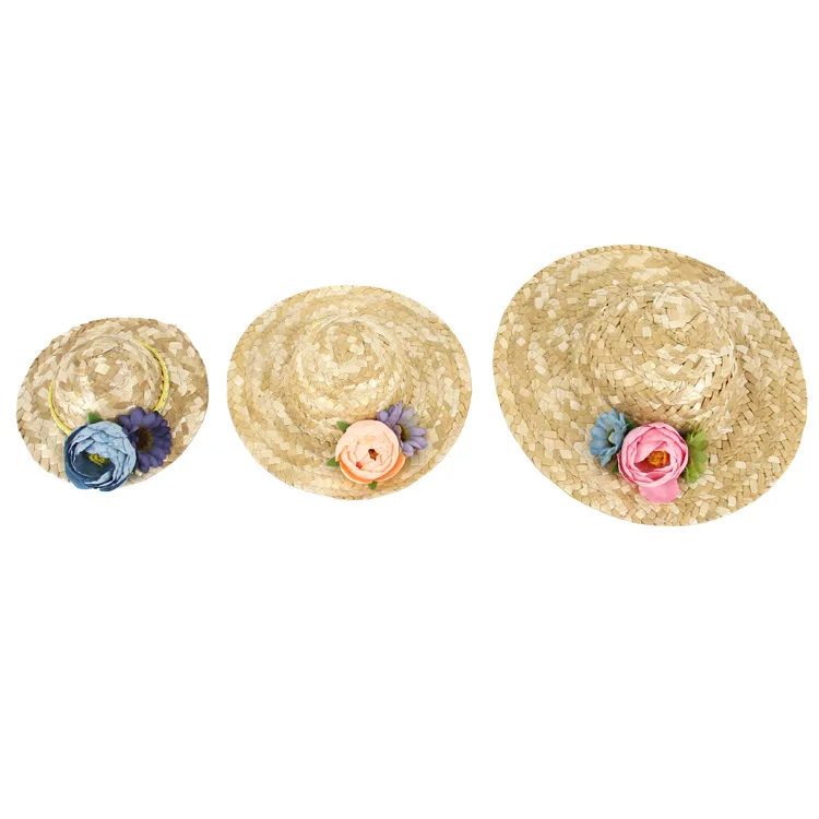 Cute dog straw hat Cap with Adjustable Chin String funny cowboy party costume handmade Dog Grooming hair wedding accessories | Дом и сад