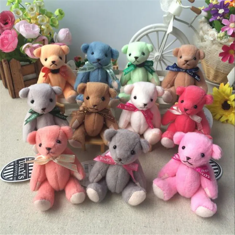 1 шт. Kawaii Joint Bear Плюшевая Игрушка Маленькая подвеска супер милые мини медведи мягкие игрушки куклы компании мероприятия подарок 10 см HANDANWEIRAN
