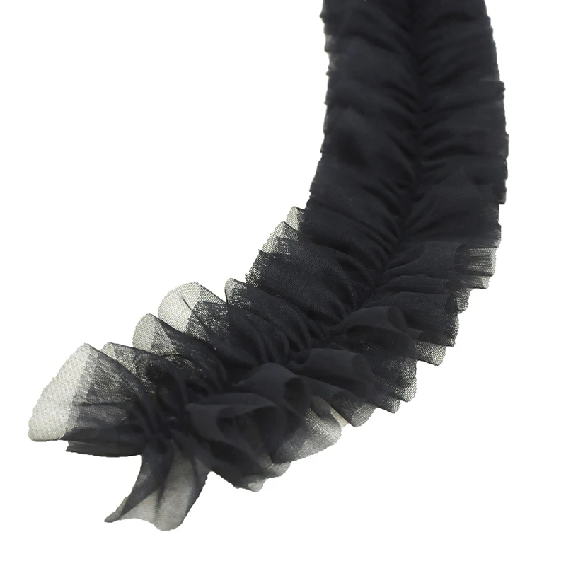 10 метров ручная работа кружевная отделка с оборками черный белый розовый