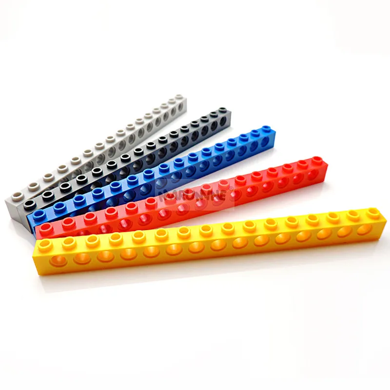 MARUMINE 1x16 с отверстием, кирпич, 10 шт., строительные блоки, аксессуары, части, 3703, классические, MOC, обучающие игрушки для детей