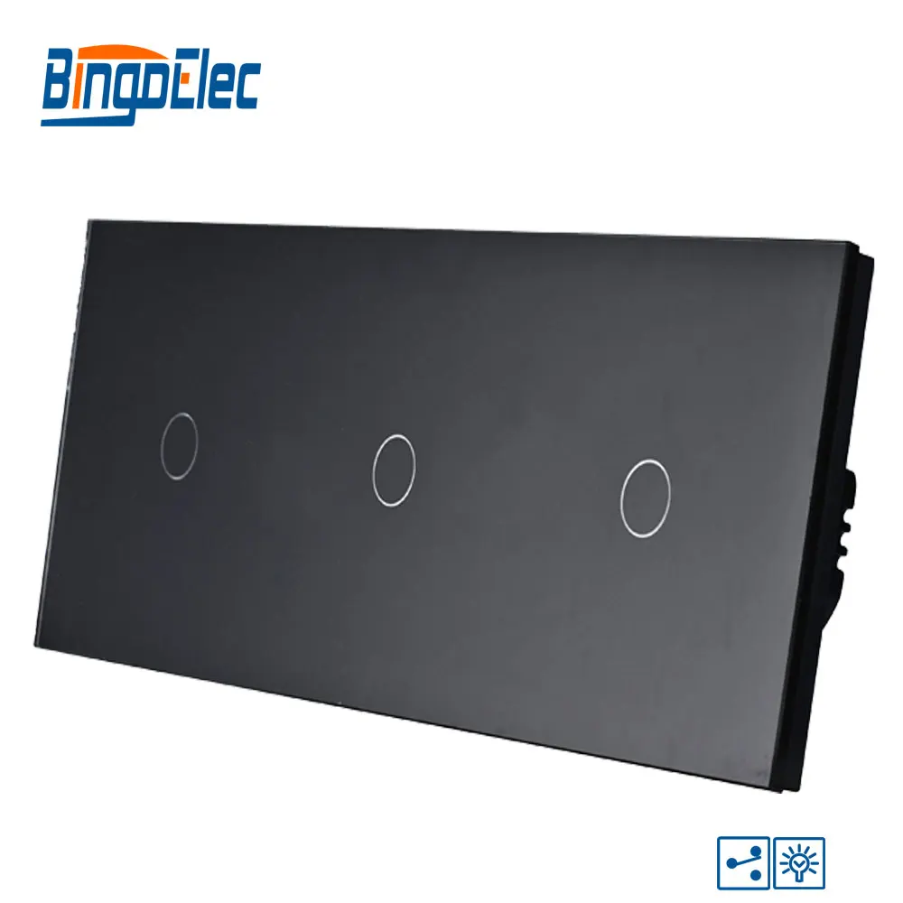 Bingoelec Smart Triple 1 Gang 2 Way диммер сенсорный выключатель Роскошная стеклянная панель