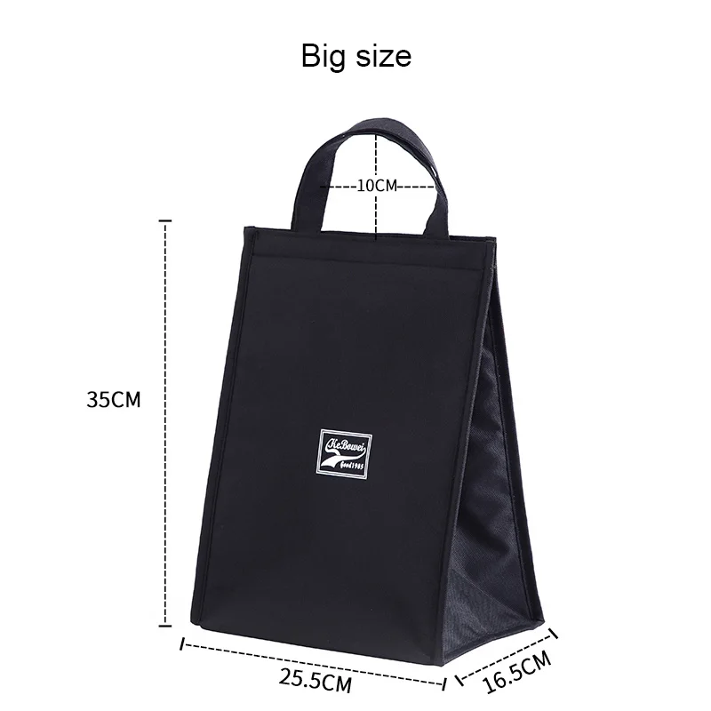 black big size Стильная портативная Термосумка для обедов, сумка для пикника, ледяные банки, держатель для вина, изолированная сумка для шоппинга, термос для еды, напитков, крутая сумка - Цвет: black big size