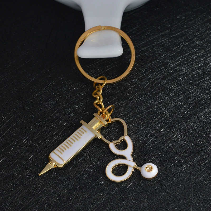 QIHE ювелирные изделия шприц и стетоскоп Шарм Ключ Брелок на цепочке в больнице