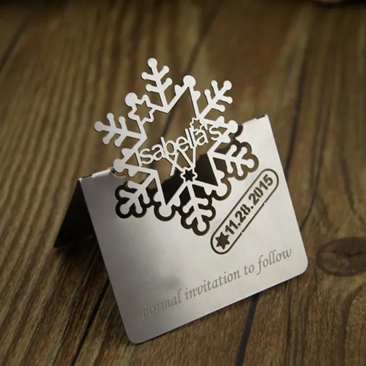 Серебряная Лазерная Снежинка серебряная металлическая пригласительная открытка для детского душа 100
