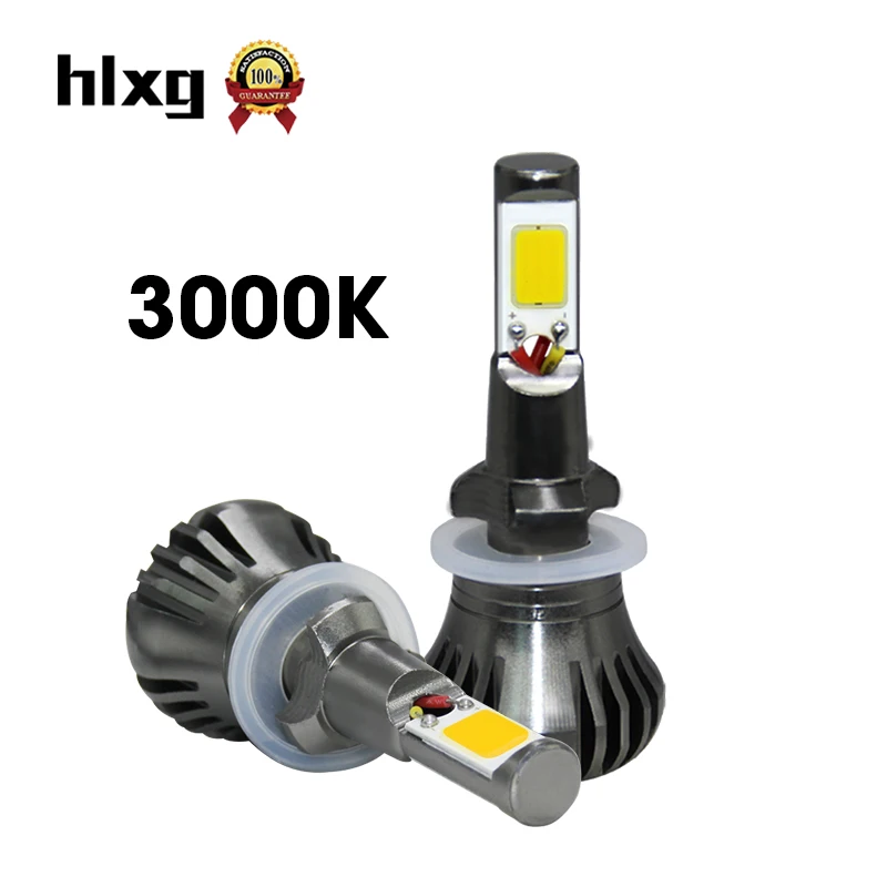 Hlxg 2 шт. 3000k H27/880 LED COB Автомобильные светодиодные лампы для фар 24 Вт 24000LM 3000K