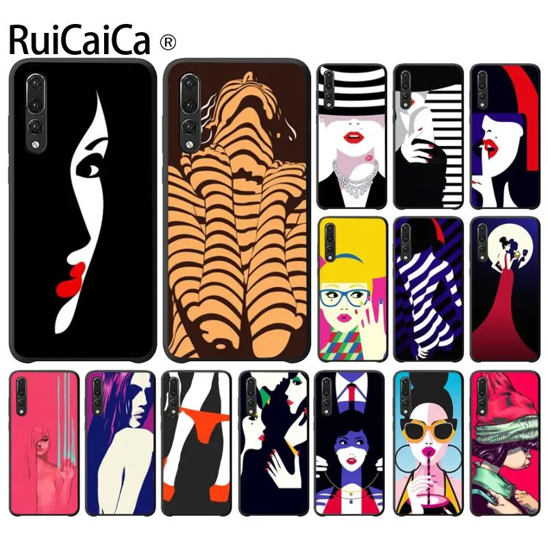 Чехол для телефона Ruicaica Abstract personality girl с узором Huawei Mate10 Lite P20 Pro P9 P10 Plus Mate9 10 Honor 9 View |
