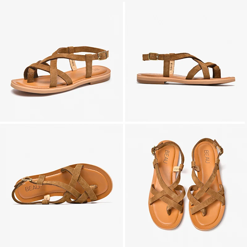 Босоножки BeauToday женские из натуральной коровьей замши классические туфли на