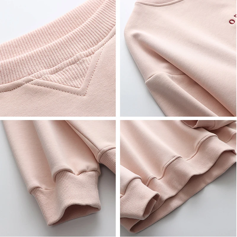 Ordifree Autumn Winter Women Hoodies and Sweatshirt Warm Fleece Letter Print Casual Sweatshirt Pullover