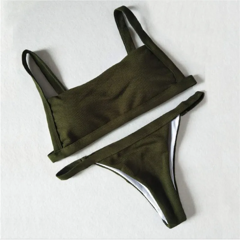 Зеленый Пляжный комплект бикини Maillot de Bain Femme летний для женщин купальники спинки ручной работы купальный костюмы купальники - Цвет: Зеленый