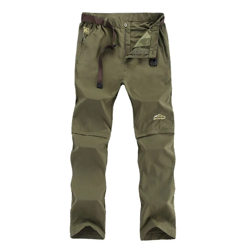 ArmyGreen NUONKEO уличные быстросохнущие походные брюки мужские летние съемные спортивные шорты для кемпинга треккинга водонепроницаемые брюки PN10 - Цвет: ArmyGreen