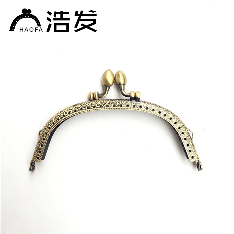 HAOFA 12.5cm Bronze Silver Light Gold Metal Buckle Accessories for Bags Handmade Metal Purse Frame with Kiss Lock Wedding Frame
