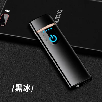 Black Brush Лазерная зажигалка с логотипом, USB Электронная Вольфрамовая турбо-зажигалка с сенсорным плазменным ARC зажигалки ультра тонкая для сигарет курить - Цвет: Black Brush