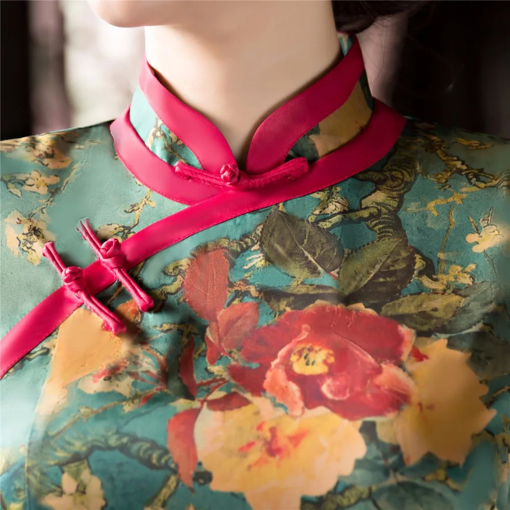 Традиционное китайское платье ципао до колен вьетнамское шанхайская история ао