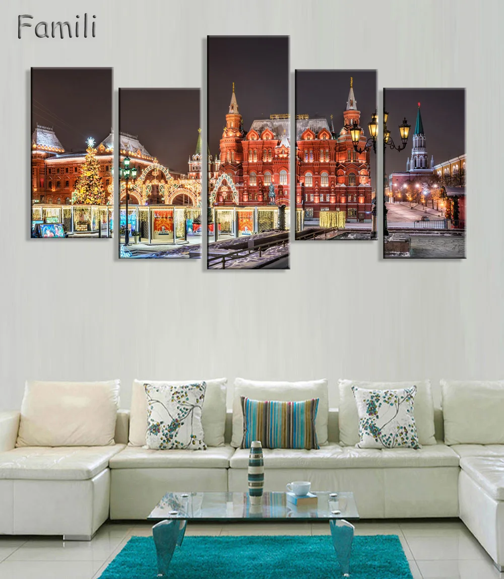 

Wall Art Modular Pictures Moscow Russia Kremlin City Modern Oil Painting On The Wall Pictures For Living Room Hot Cuadros 5Piece