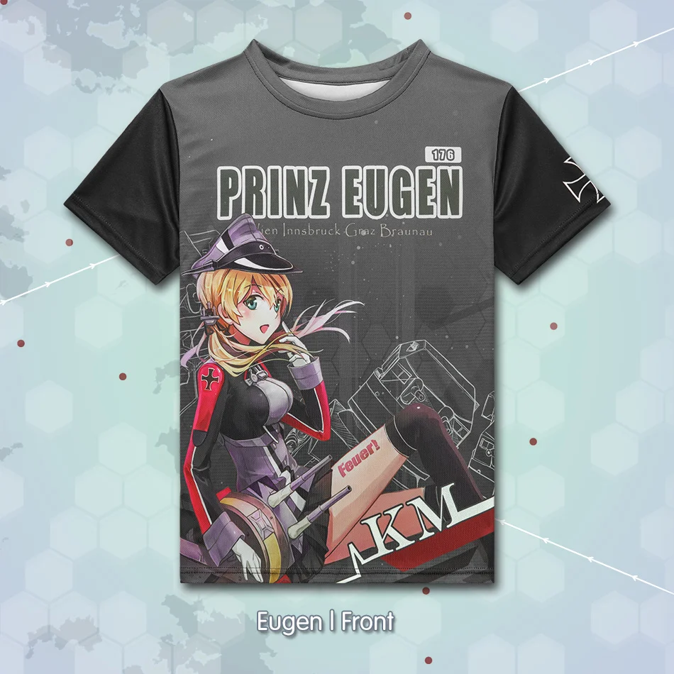 Аниме Kantai Коллекция Касима Eugen футболка Kancolle полиэстер Летняя активная Otaku