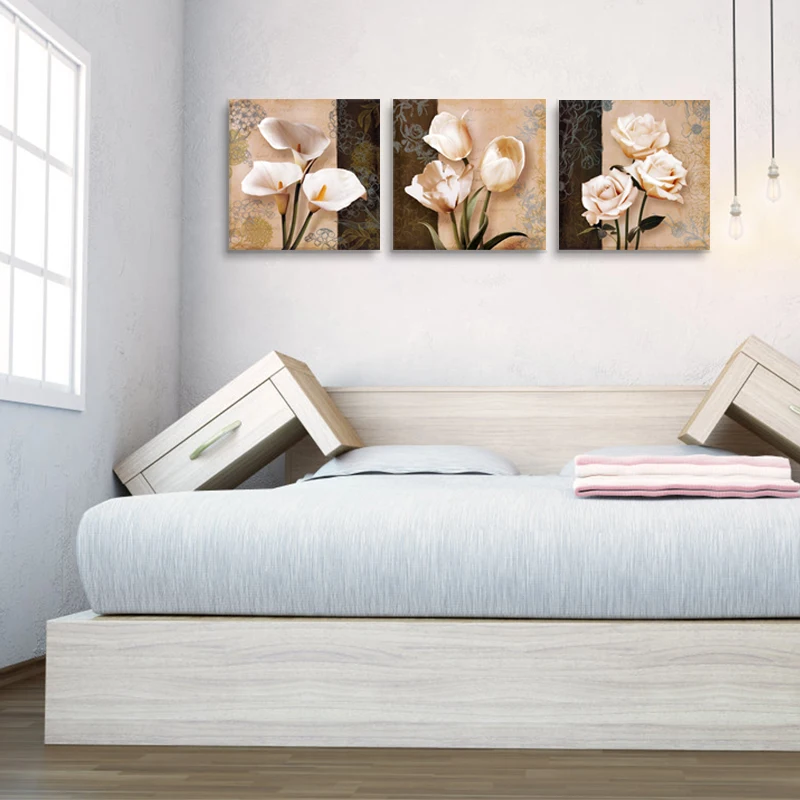 

Pack of 3 Unframed Wall Art Canvas Painting Abstract Flower Picture Abstract Oil Painting on Canvas for Home Room Decor