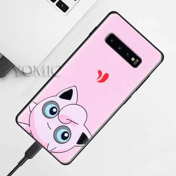 D-007 Силиконовый чехол Pokemons ball Pika для samsung Galaxy S10e S9 S8 S10 Plus S7 Note 9 8 A50 A70, черный мягкий чехол - Цвет: D-007